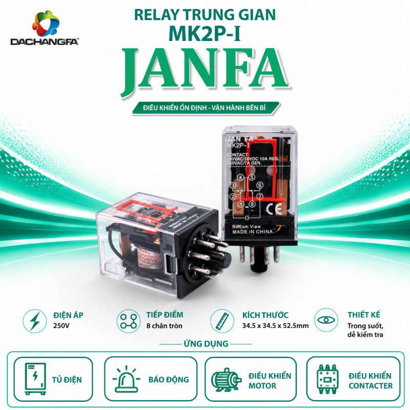Relay Trung Gian - Relay Kiếng - MK2P-I - 250V - JANFA