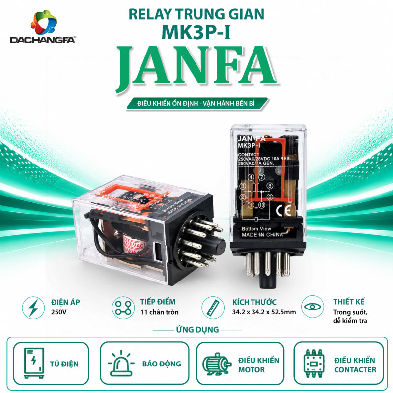 Relay Trung Gian - Relay Kiếng - MK3P-I - 250V - JANFA