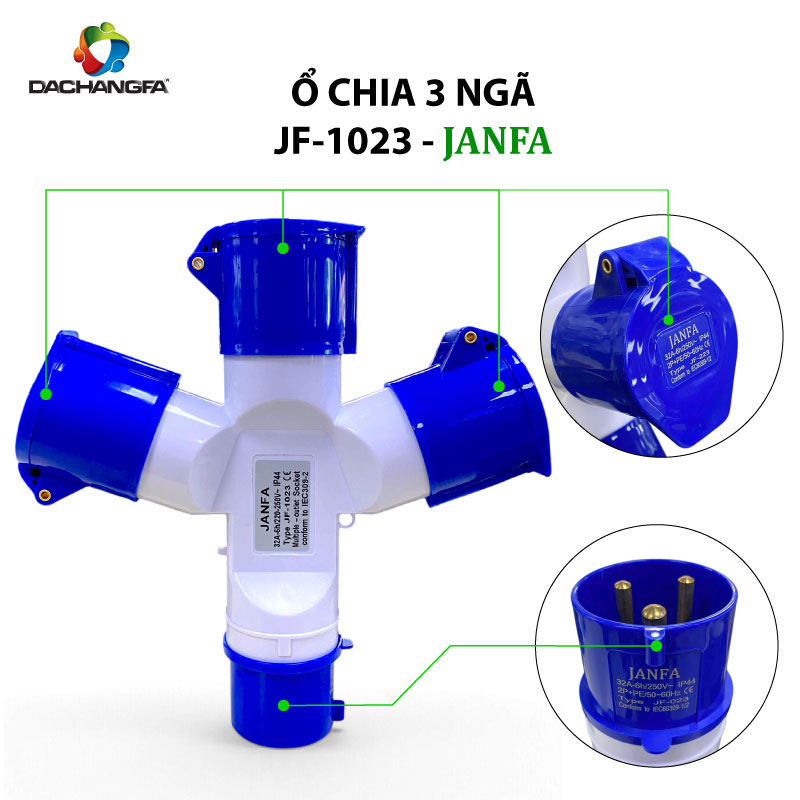 Ổ Chia 3 Ngã - JF-1023 - 3P-32A-6h ( 2P+E /250V ) - JANFA