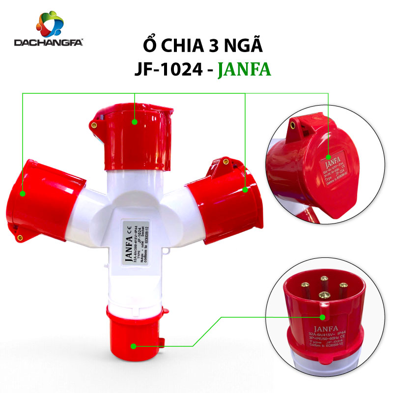 Ổ Chia 3 Ngã - JF-1024 - 4P-32A-6h ( 3P+E /415V ) - JANFA