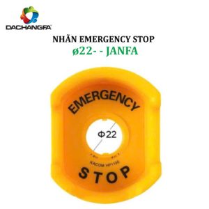 Nhãn bảo vệ nút nhấn khẩn EMERGENCY STOP - JANFA