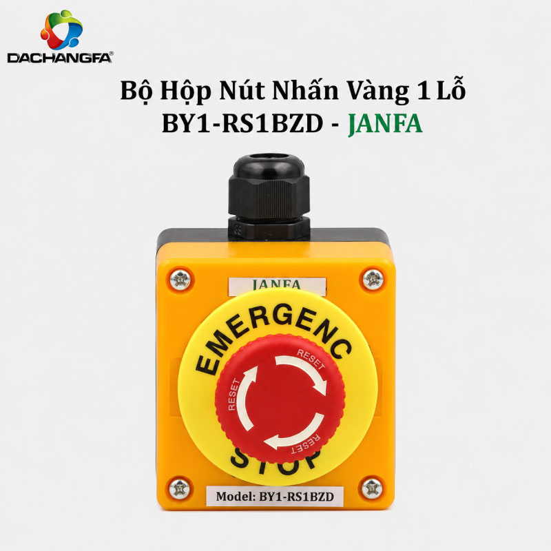 Bộ Hộp Nút Nhấn 1 Lỗ Vàng BY1-RS1BZD - JANFA