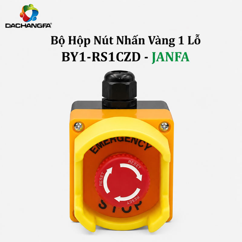 Bộ Hộp Nút Nhấn 1 Lỗ Vàng BY1-RS1CZD - JANFA