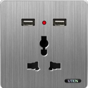 Bộ ổ cắm 3 chấu và 3 USB vuông Series S300GZ13/2NU - UTEN