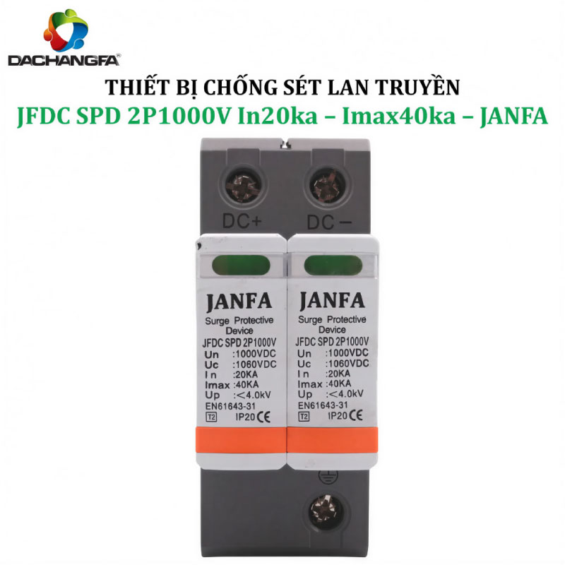 Thiết Bị Chống Sét Lan Truyền JFDC SPD 2P1000V In20ka - Imax40ka - JANFA