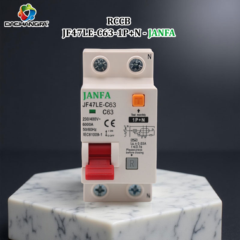 RCCB - CẦU DAO CHỐNG DÒNG RÒ - JF47LE-C63 1P+N - JANFA