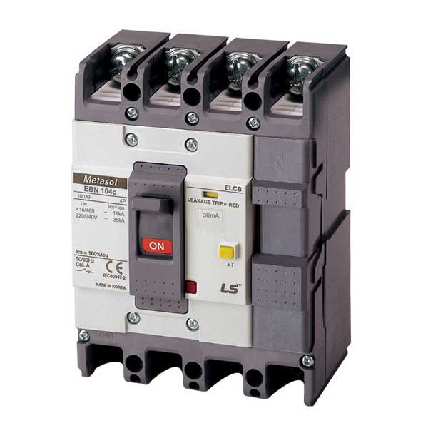 Cầu dao điện ELCB 4 cực loại khối chống rò điện - EBN104c - LS
